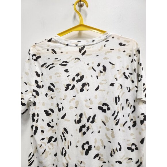 Eco Threads Womens Top Large White Animal Print Organic Cotton Short Sleeve Tee - Picture 7 of 7